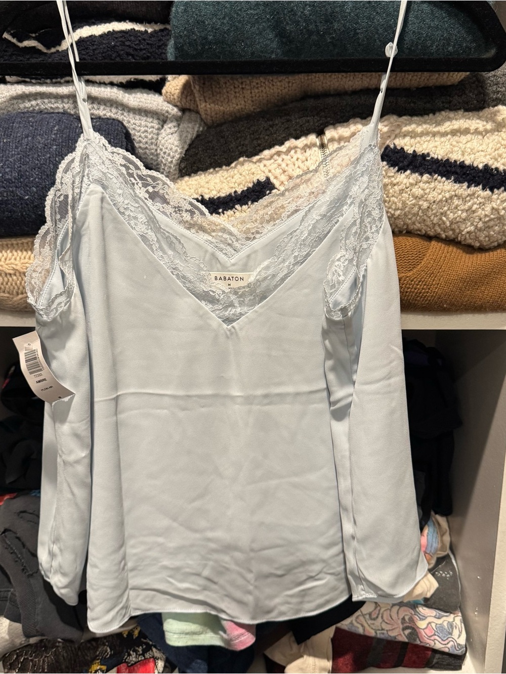 Aritzia Babaton Pale Blue Lace Trim Camisole Nwt